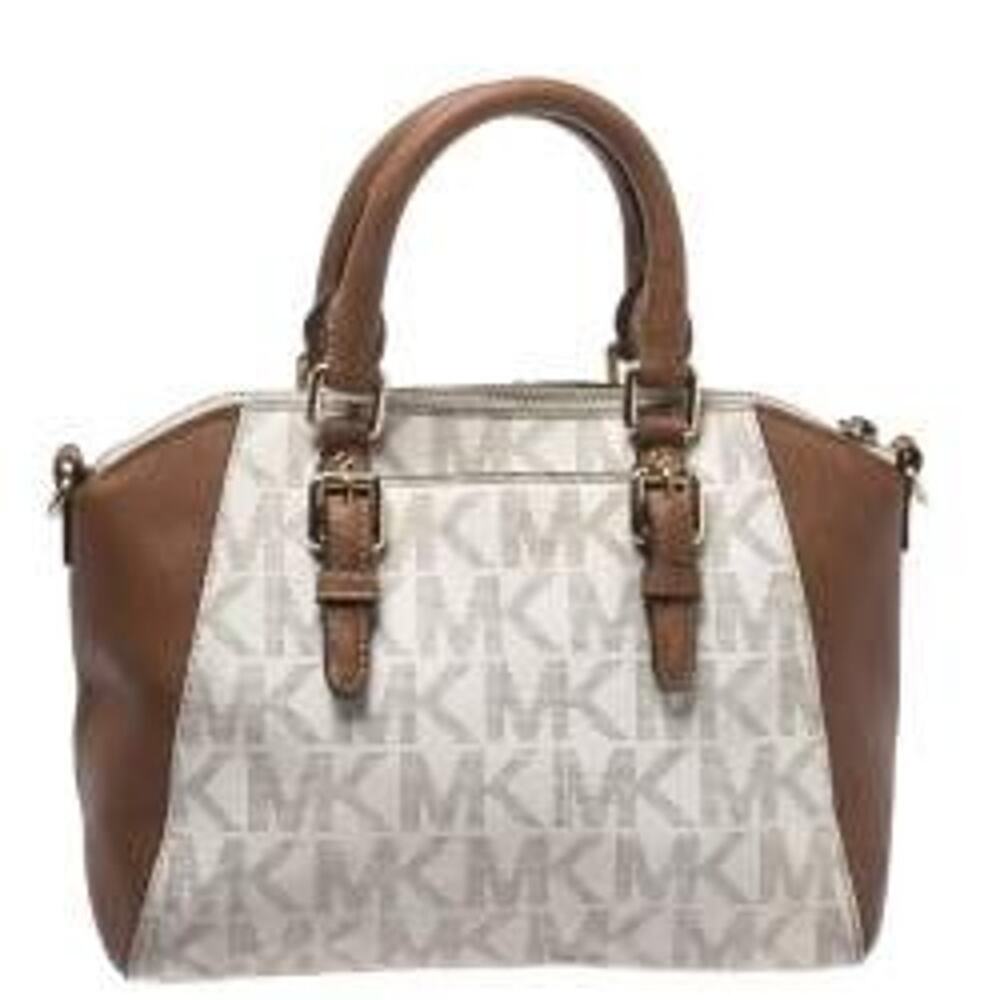 Michael Kors Ciara Vanilla Acorn Signature Coated Canvas Large Convertible Bag - Picture 3 of 9